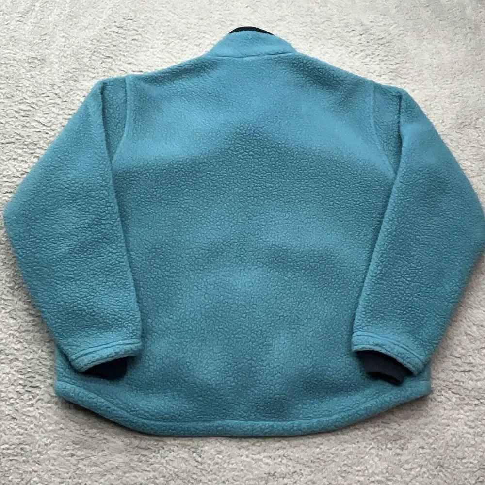LL Bean Polartec Jacket Womens XL Full Zip Fleece Teal Blue Zip Pocket CabinCore